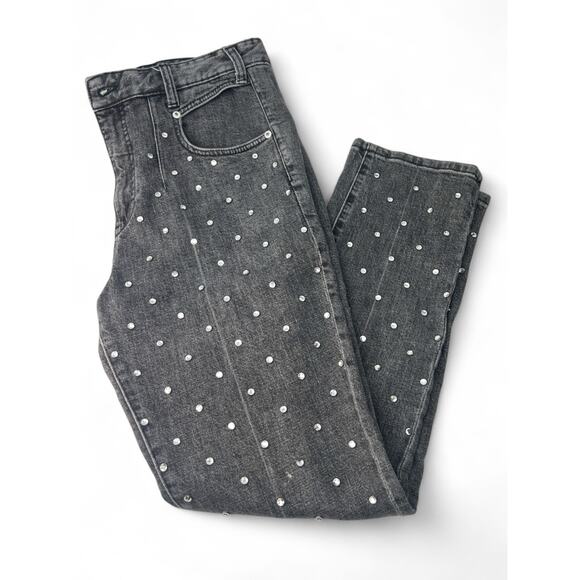 Pilcro Anthropologie | 29 Jeans High-Rise Rhinestone Beaded Straight Pants Crop - Picture 3 of 7